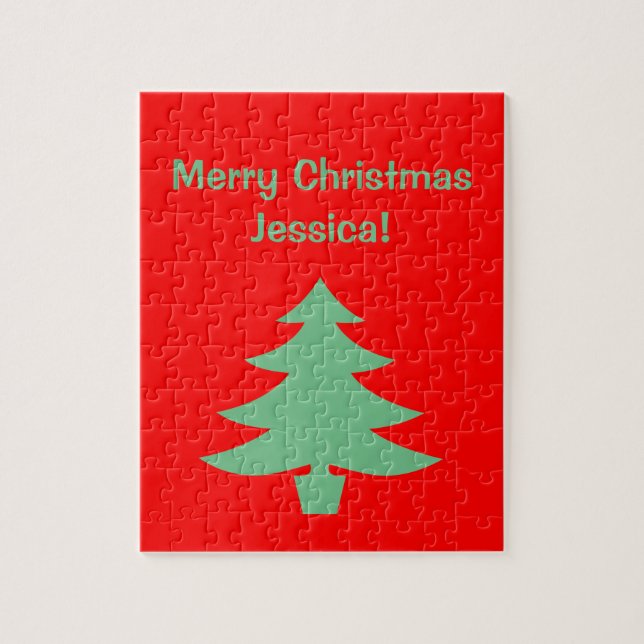 Frohe Weihnachten Red Green Tree 4Jessica Puzzle (Vertikal)