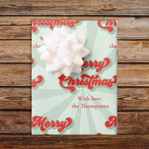 Frohe Weihnachten Red Green Whimsical Retro Custom Geschenkpapier