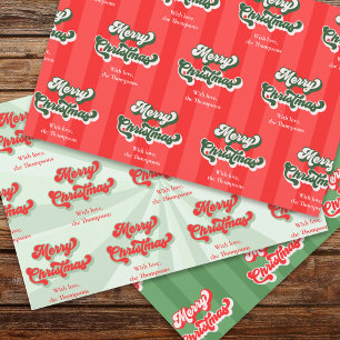 Frohe Weihnachten Red Green Whimsical Retro Custom Geschenkpapier Set