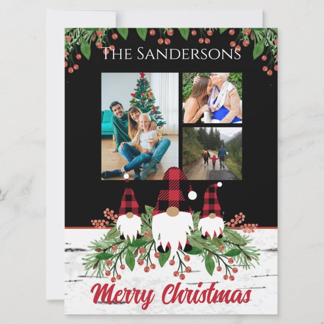 Frohe Weihnachten Red Hat Buffalo Kariert Gnomes B (Vorderseite)