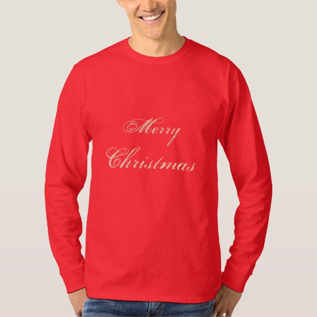 Frohe Weihnachten Red Holiday Long Sleeve T - Shir T-Shirt (Vorderseite)