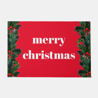 Frohe Weihnachten Red Holly Border Welcome Mat Fußmatte