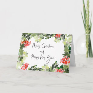 Frohe Weihnachten Red Holly Moderne Script Holiday Karte