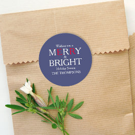 Frohe Weihnachten Red Navy Blue Simple Minimalisti Runder Aufkleber