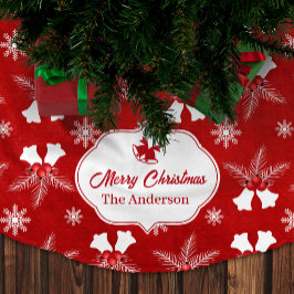 Frohe Weihnachten Red Pattern Weihnachtsglocke Polyester Weihnachtsbaumdecke