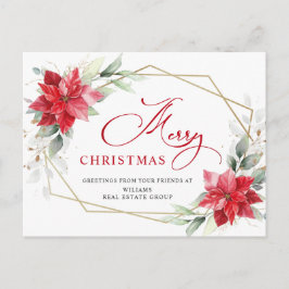 Frohe Weihnachten Red Poinsettia Corporate Gruß Postkarte