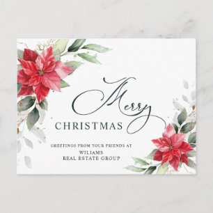 Frohe Weihnachten Red Poinsettia Corporate Gruß Postkarte