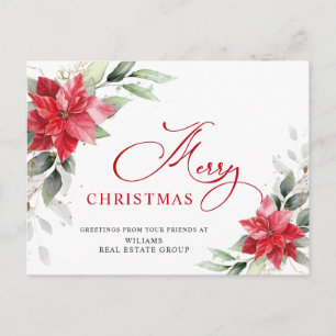 Frohe Weihnachten Red Poinsettia Corporate Gruß Postkarte