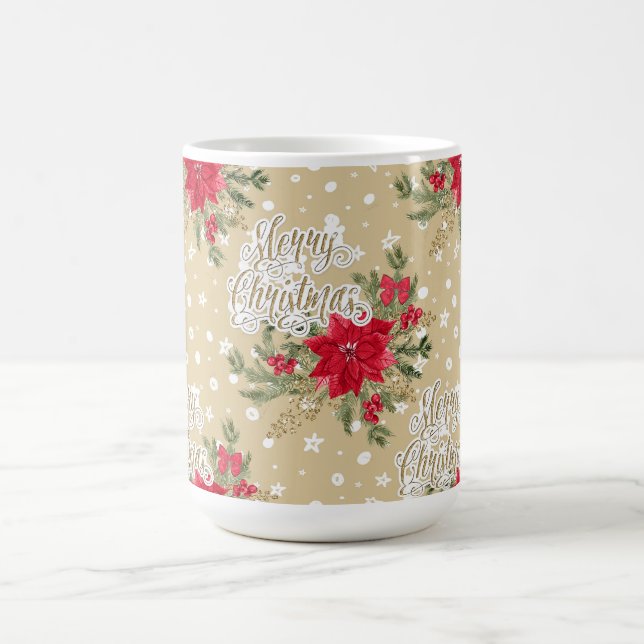 Frohe Weihnachten Red Poinsettia Kaffeetasse (Mittel)