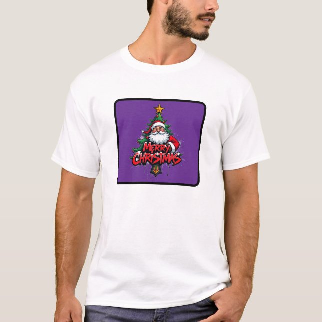 Frohe Weihnachten Red Santa Clause Weihnachtsbaum T-Shirt (Vorderseite)