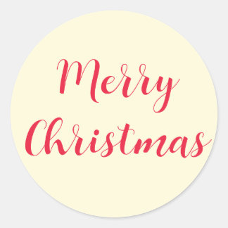 Frohe Weihnachten Red Script Cream Simple Runder Aufkleber