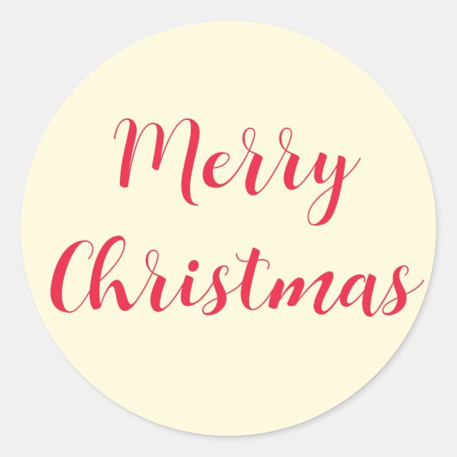 Frohe Weihnachten Red Script Cream Simple Runder Aufkleber (Vorderseite)