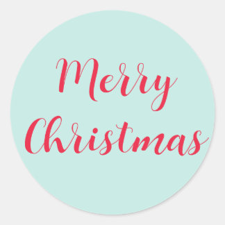 Frohe Weihnachten Red Script Mint Green Simple Runder Aufkleber