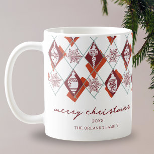 Frohe Weihnachten Red Script Name Ornaments Schnee Kaffeetasse