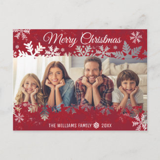 Frohe Weihnachten RED Snowflake Familienwünsche FO Postkarte