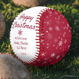 Frohe Weihnachten Red Snowflake Muster Baseball