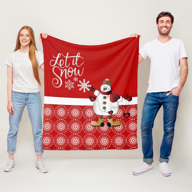 Frohe Weihnachten Red Snowman Fleecedecke (Beispiel)