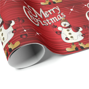 Frohe Weihnachten Red Snowman Geschenkpapier