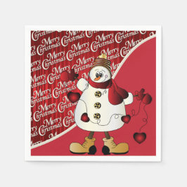 Frohe Weihnachten Red Snowman Serviette