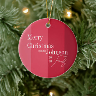 Frohe Weihnachten Red Stripe Familie Weihnachten Keramik Ornament
