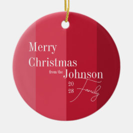 Frohe Weihnachten Red Stripe Familie Weihnachten Keramik Ornament