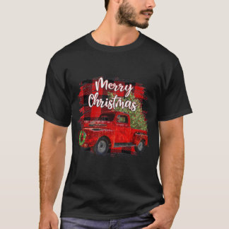 Frohe Weihnachten Red Truck Buffalo Karierte Weihn T-Shirt