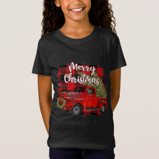Frohe Weihnachten Red Truck Buffalo Karierte Weihn T-Shirt