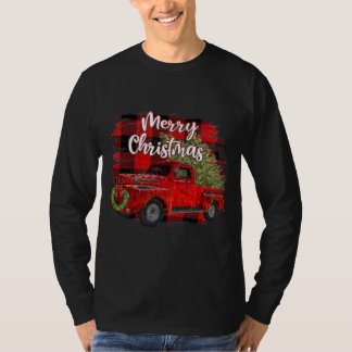 Frohe Weihnachten Red Truck Buffalo Karierte Weihn T-Shirt