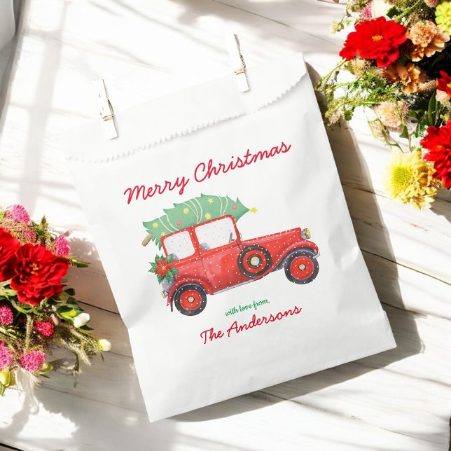 Frohe Weihnachten Red Truck Holiday Favor Bags Geschenktütchen (Von Creator hochgeladen)