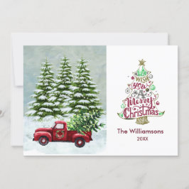 Frohe Weihnachten Red Truck Snow Scene Weihnachten Karte