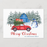 Frohe Weihnachten Red Truck Snowman Rustic Gruß Karte<br><div class="desc">Frohe Weihnachten Red Car Snowman Rustic Grußkarte.</div>