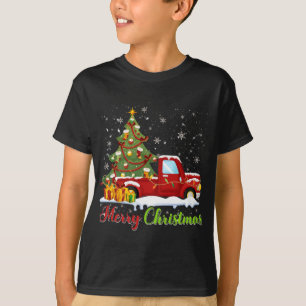Frohe Weihnachten Red Truck Weihnachtsbaum Lichter T-Shirt