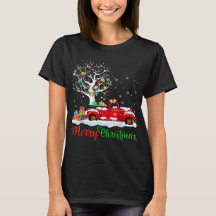 Frohe Weihnachten Red Truck Weihnachtsbaum Lichter T-Shirt