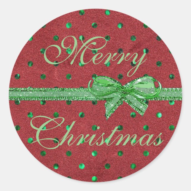 Frohe Weihnachten Red Velvet Green Bow Stickers (Vorderseite)