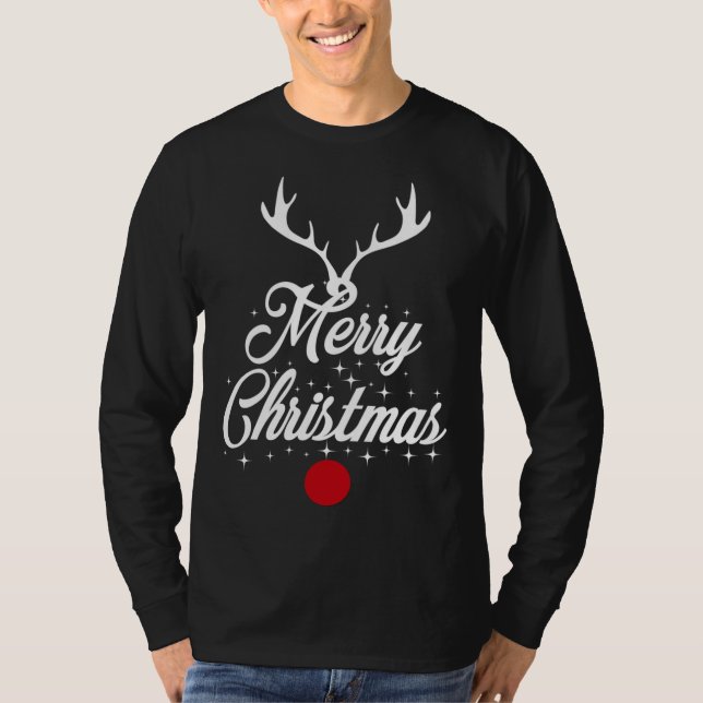 Frohe Weihnachten Reindeer Antlers T-Shirt (Vorderseite)