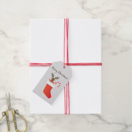 Frohe Weihnachten Reindeer Candy Cane Red White Geschenkanhänger