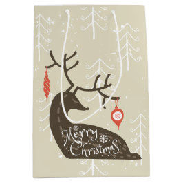 Frohe Weihnachten Reindeer Cozy Mittlere Geschenktüte