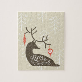 Frohe Weihnachten Reindeer Cozy Puzzle