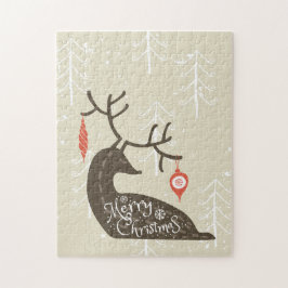 Frohe Weihnachten Reindeer Cozy Puzzle