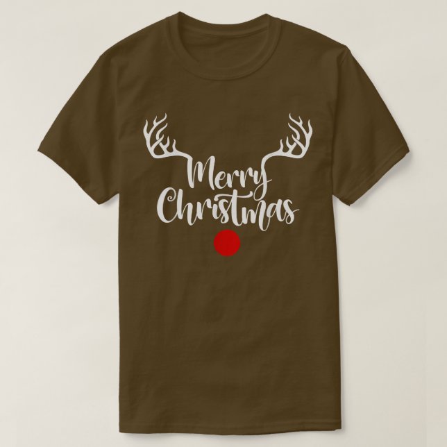 Frohe Weihnachten Reindeer Horn, Frohe Weihnachten T-Shirt (Design vorne)