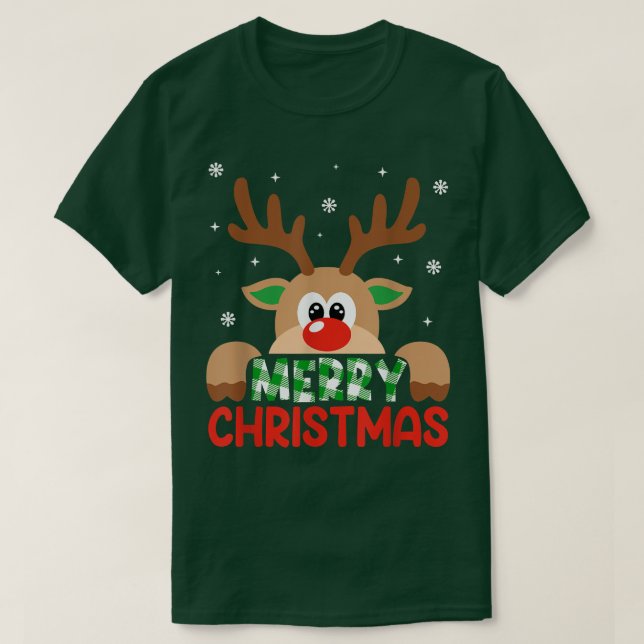 Frohe Weihnachten Reindeer Leopard Buffalo Red Kar T-Shirt (Design vorne)