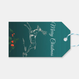 Frohe Weihnachten Reindeer & Mistletoe Geschenkanhänger