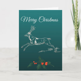 Frohe Weihnachten Reindeer & Mistletoe Karte