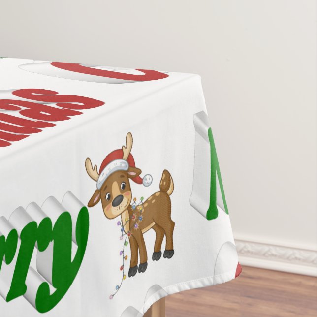 Frohe Weihnachten Reindeer rot grüne Typografie Tischdecke (Beispiel)