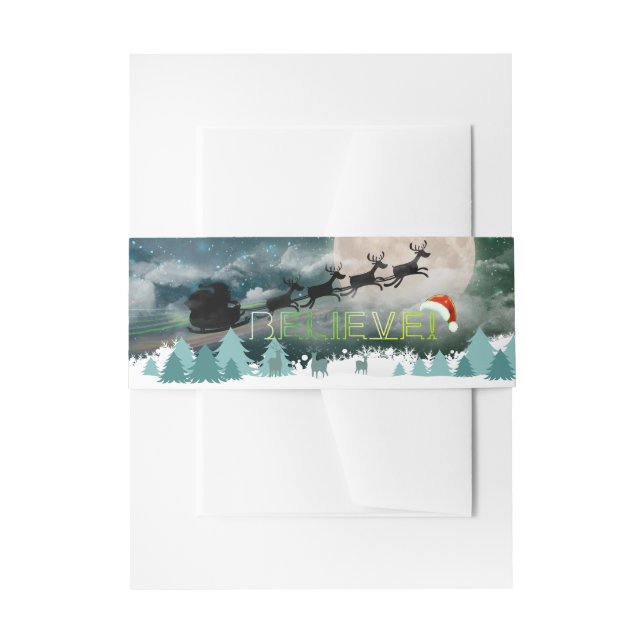 Frohe Weihnachten Reindeer Sleigh Holiday Grüße Einladungsbanderole (Vorderseite Beispiel)