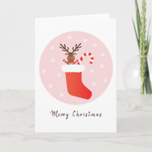 Frohe Weihnachten Reindeer Strumpf Candy Cane Karte