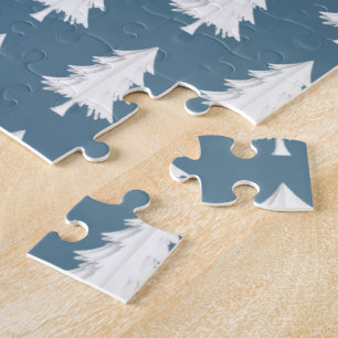 Frohe Weihnachten Reinste Perlweiße Baum Blau Puzzle