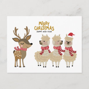 Frohe Weihnachten   Rentier & Alpacas Postkarte