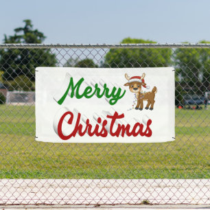 Frohe Weihnachten Rentier rot grüne Schrift  Banner