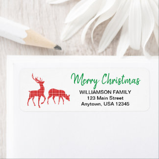 Frohe Weihnachten Rentier Rot Kariert Muster
